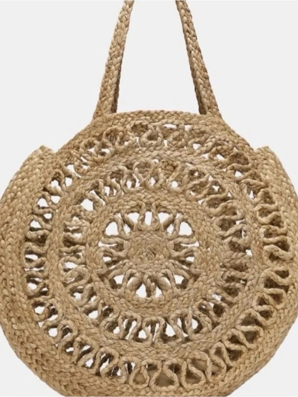 Zara Natural Woven Round Jute Tote